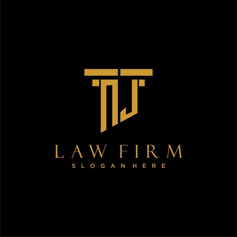 NJ monogram initial logo for lawfirm with pillar design vector