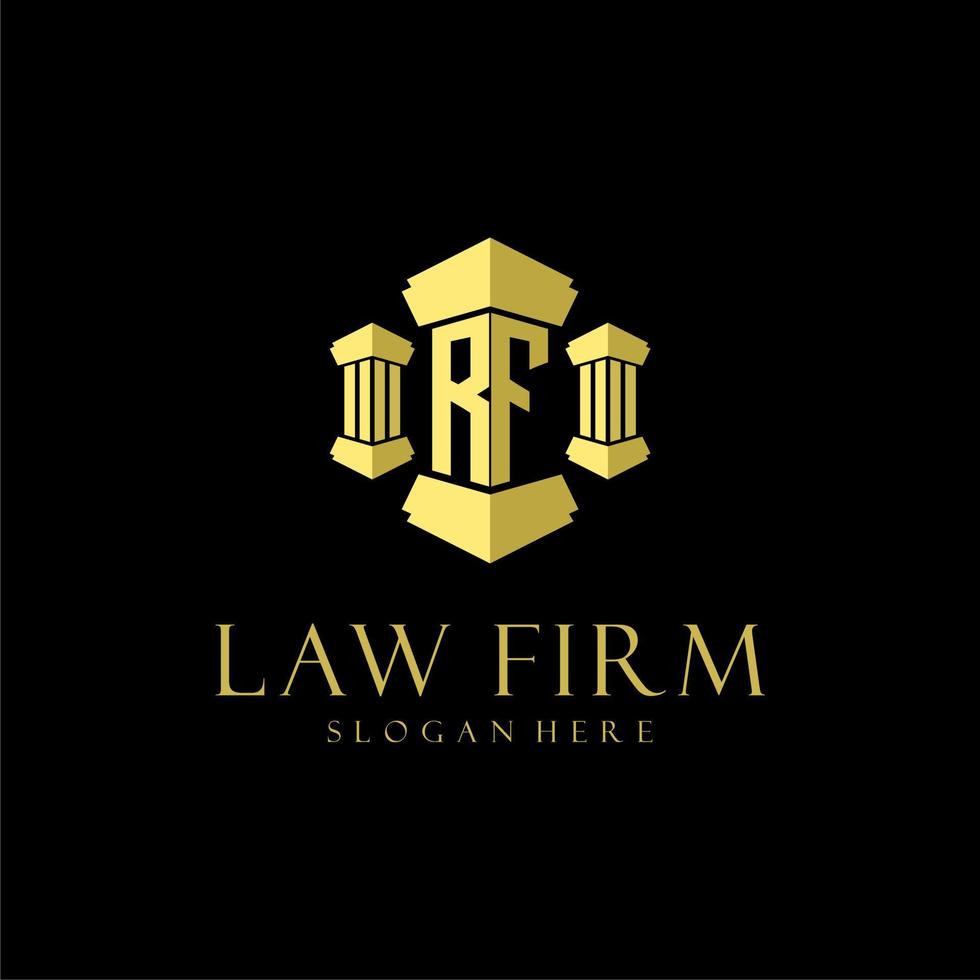 RF initial monogram logo for lawfirm with pillar design vector
