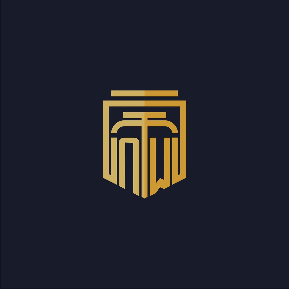 NW initial monogram logo elegant with shield style design for wall mural lawfirm gaming vector