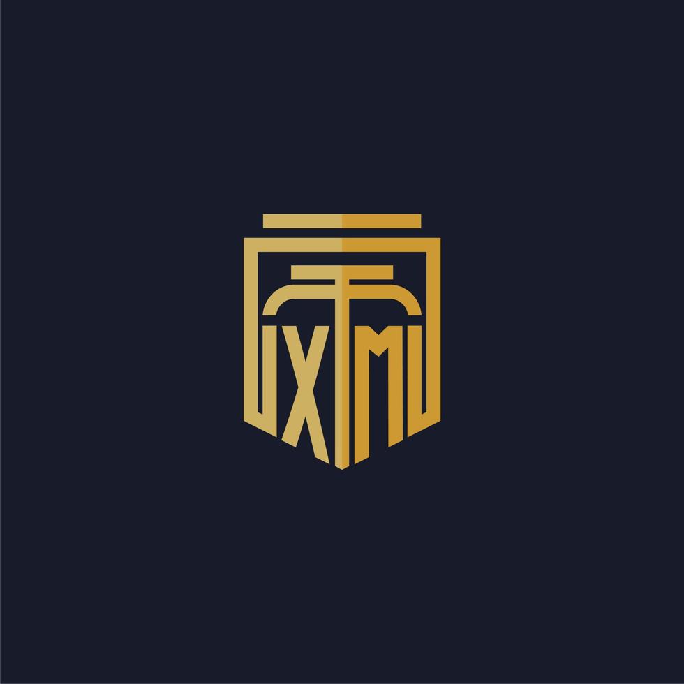 XM initial monogram logo elegant with shield style design for wall mural lawfirm gaming vector