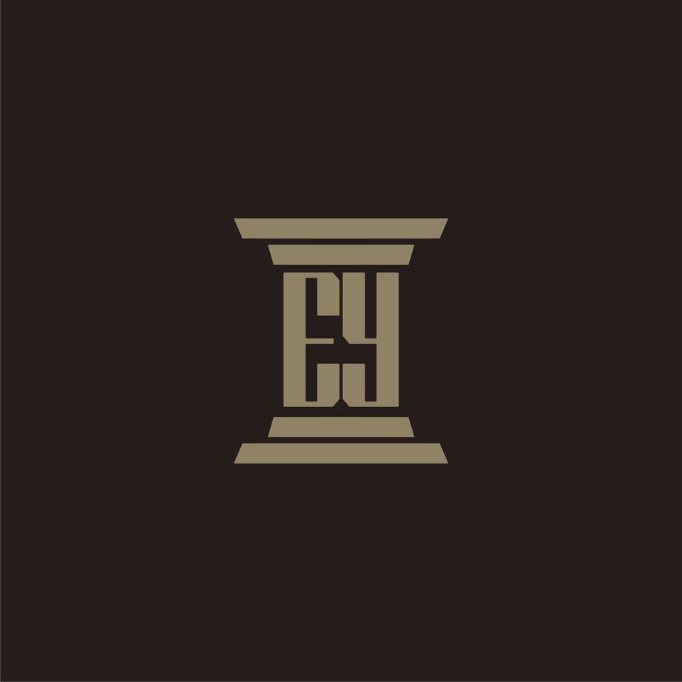EY monogram initial logo for lawfirm with pillar design vector