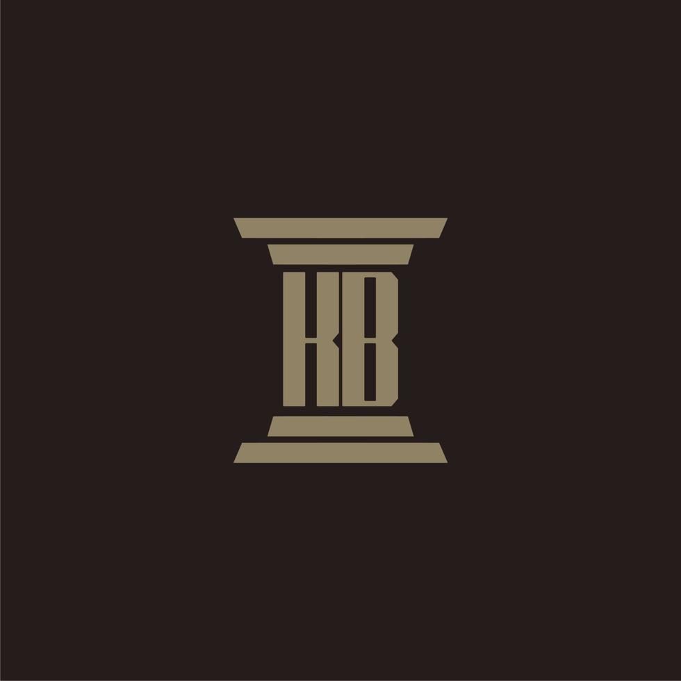KB monogram initial logo for lawfirm with pillar design vector