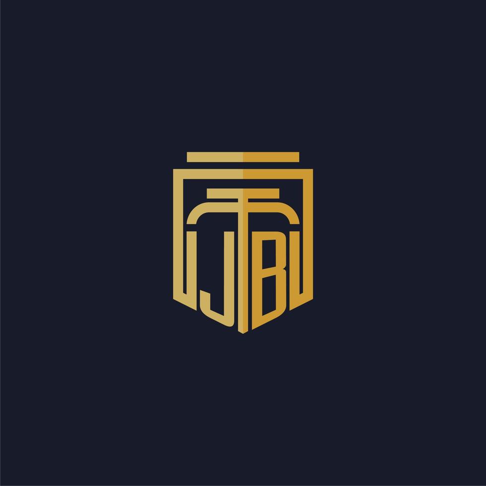 JB initial monogram logo elegant with shield style design for wall mural lawfirm gaming vector