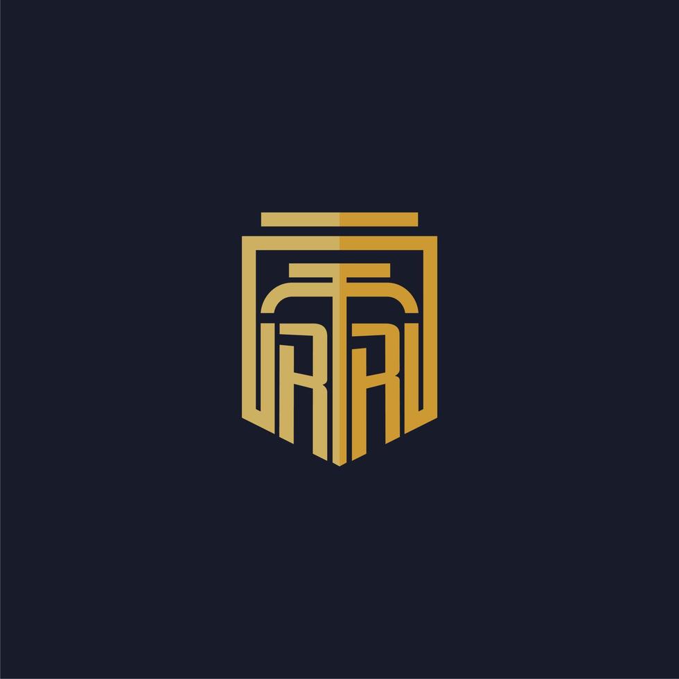 RR initial monogram logo elegant with shield style design for wall mural lawfirm gaming vector