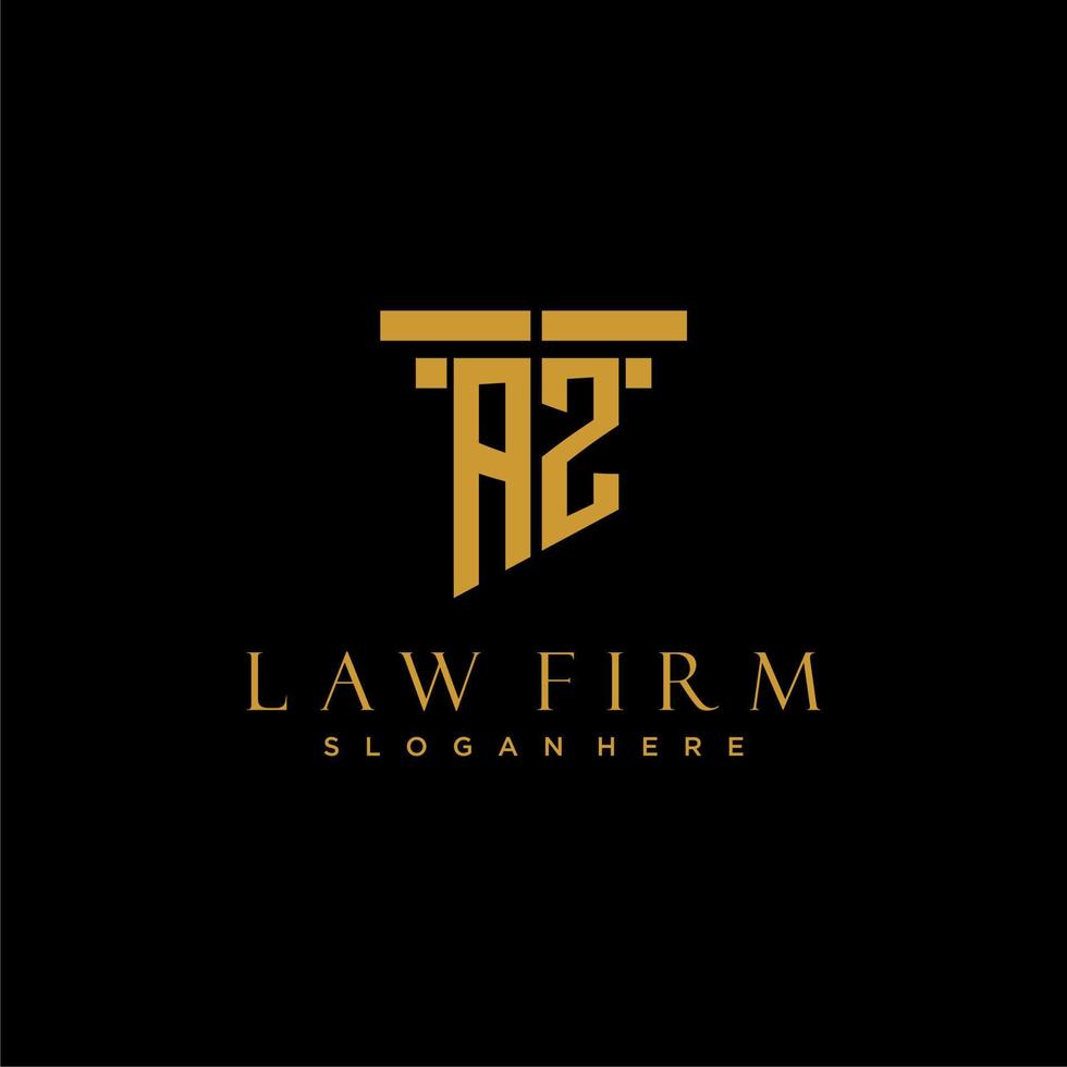 AZ monogram initial logo for lawfirm with pillar design vector