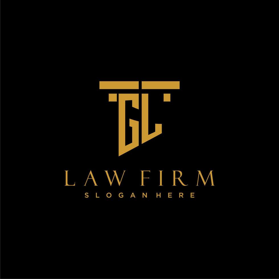 GL monogram initial logo for lawfirm with pillar design vector