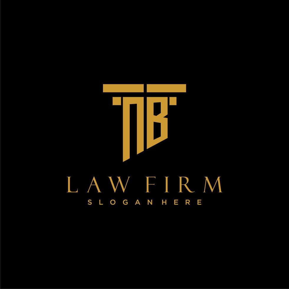 NB monogram initial logo for lawfirm with pillar design vector