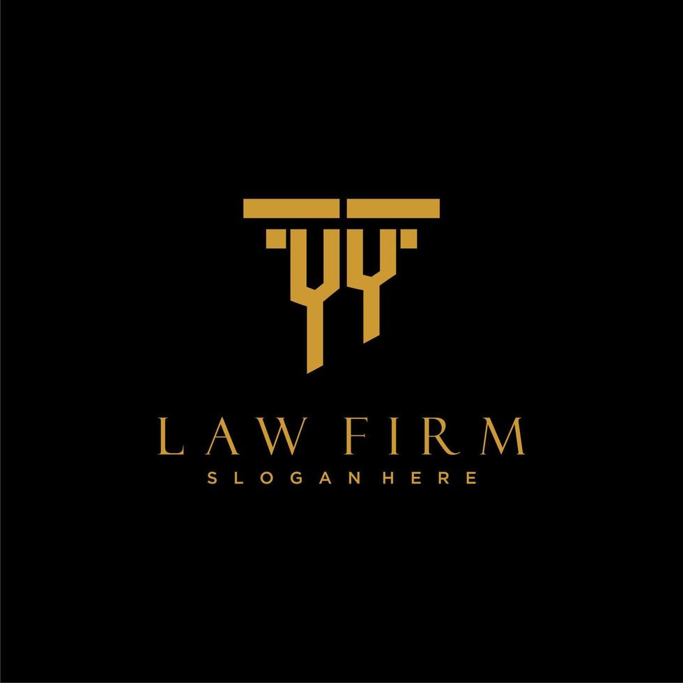 logotipo inicial del monograma yy para bufete de abogados con diseño de pilar vector