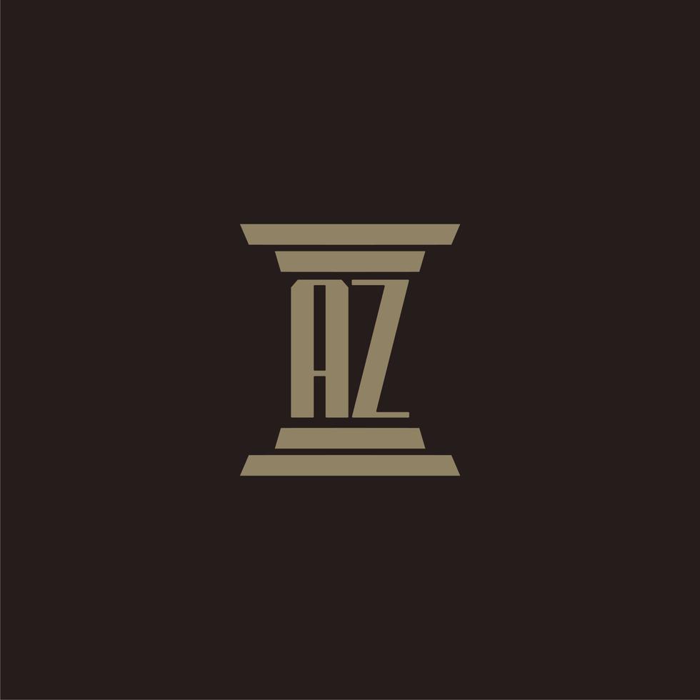 AZ monogram initial logo for lawfirm with pillar design vector