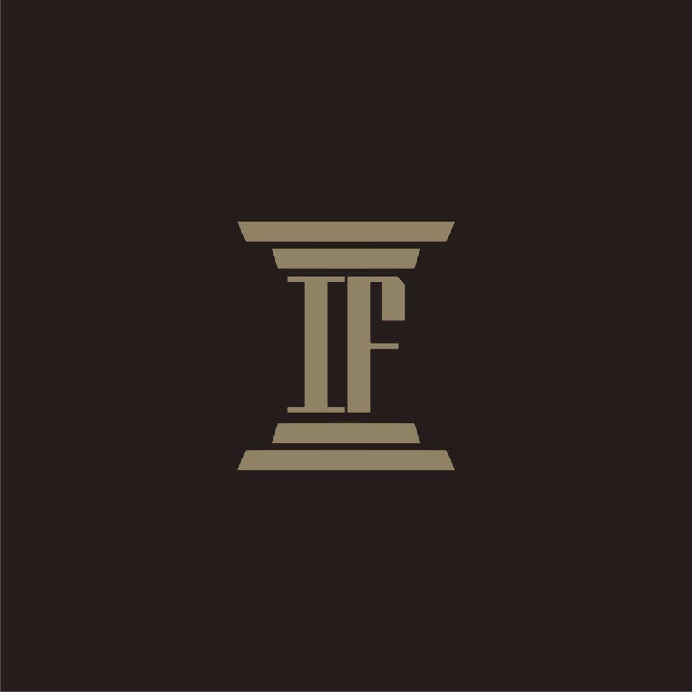 IF monogram initial logo for lawfirm with pillar design vector