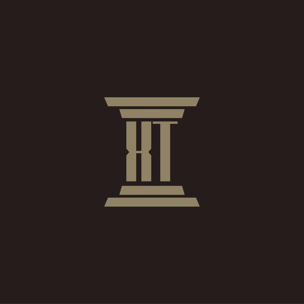 XT monogram initial logo for lawfirm with pillar design vector