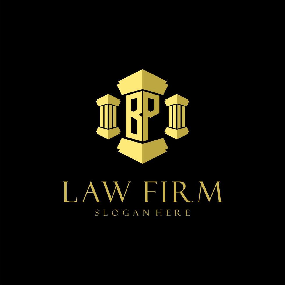 BP initial monogram logo for lawfirm with pillar design vector