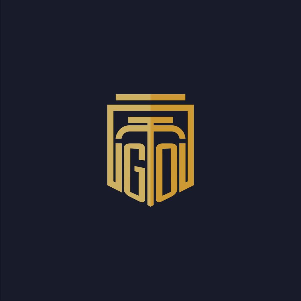 GO initial monogram logo elegant with shield style design for wall mural lawfirm gaming vector