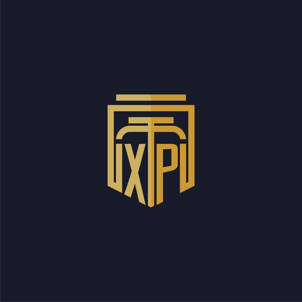 XP initial monogram logo elegant with shield style design for wall mural lawfirm gaming vector
