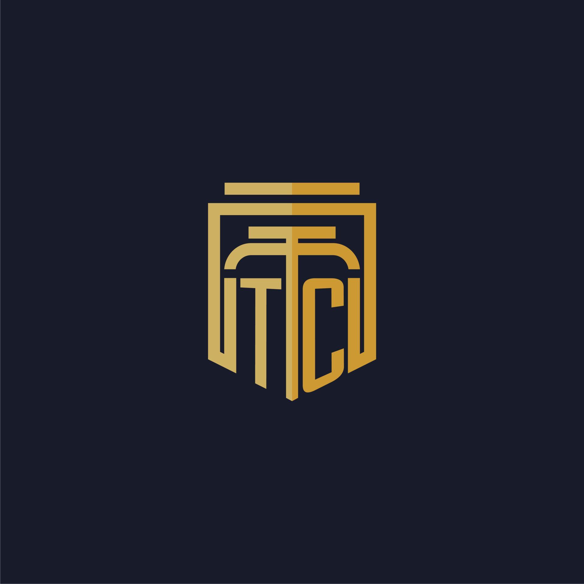 TC initial monogram logo elegant with shield style design for wall
