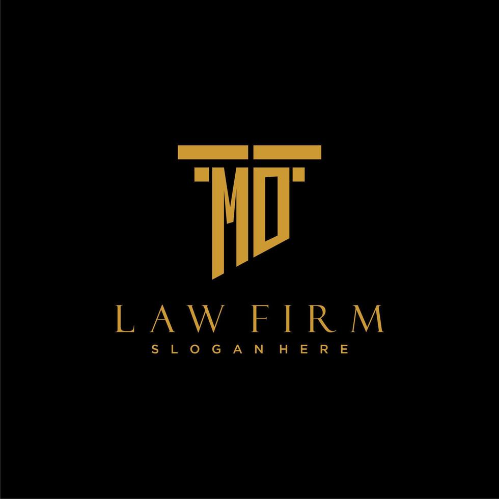 MO monogram initial logo for lawfirm with pillar design vector