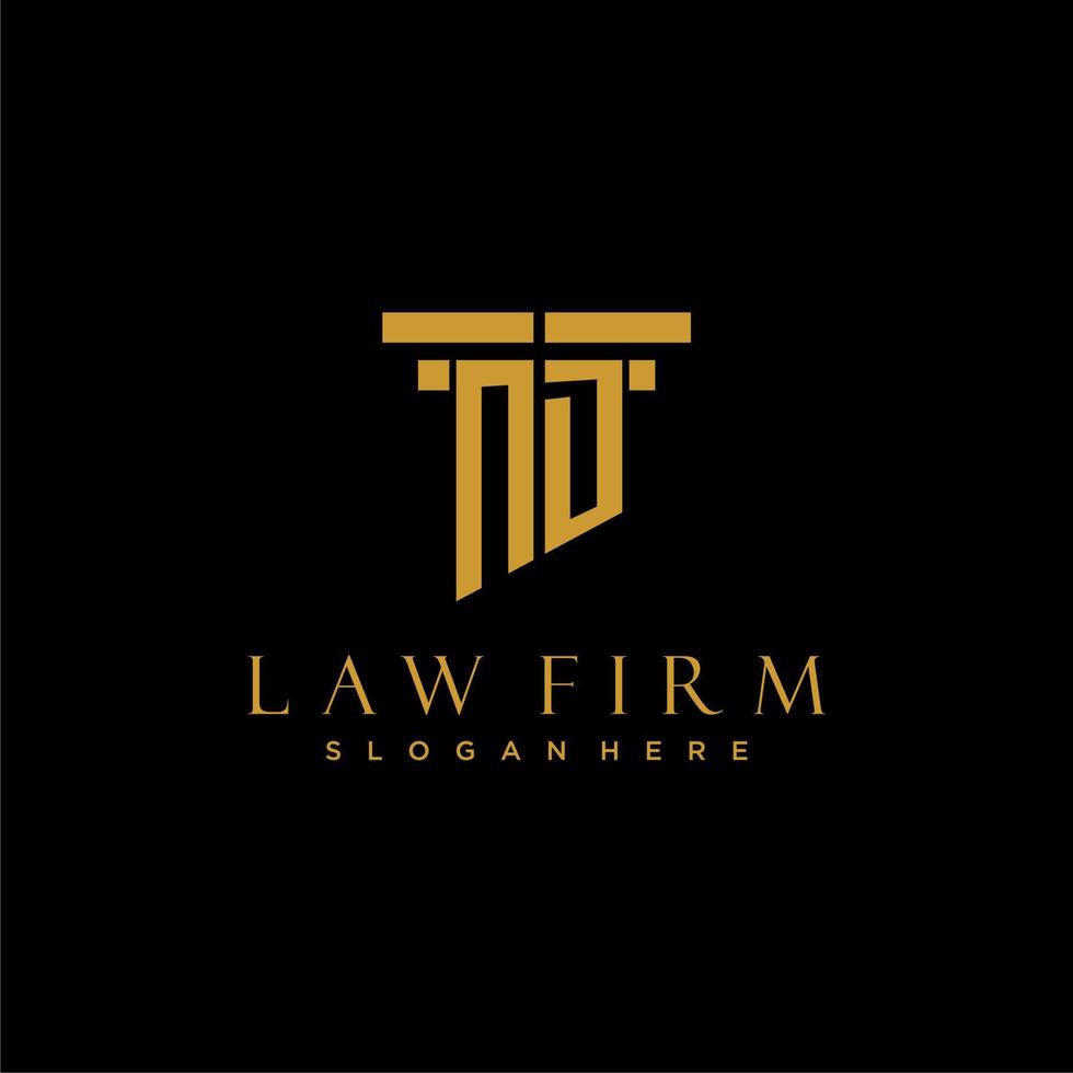 ND monogram initial logo for lawfirm with pillar design vector