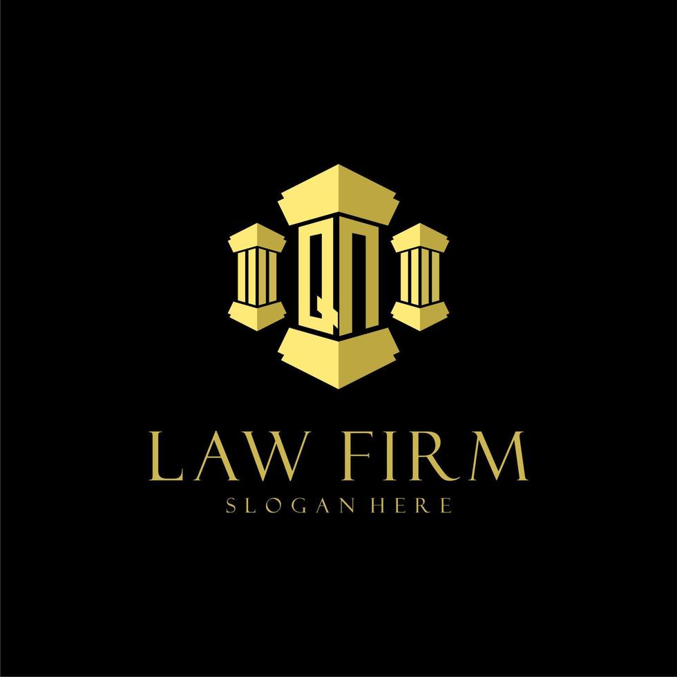 QN initial monogram logo for lawfirm with pillar design vector