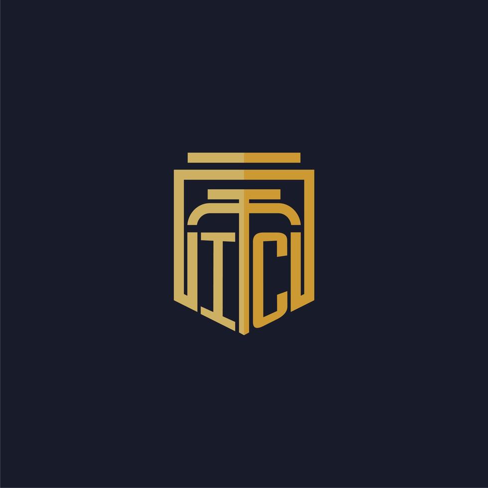 IC initial monogram logo elegant with shield style design for wall mural lawfirm gaming vector