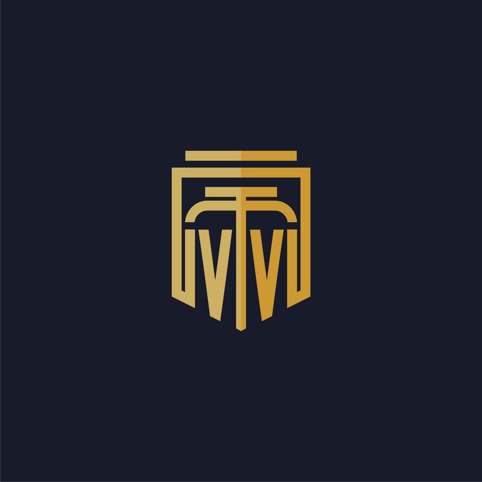 logotipo de monograma inicial vv elegante con diseño de estilo de escudo para mural de juegos de bufete de abogados vector