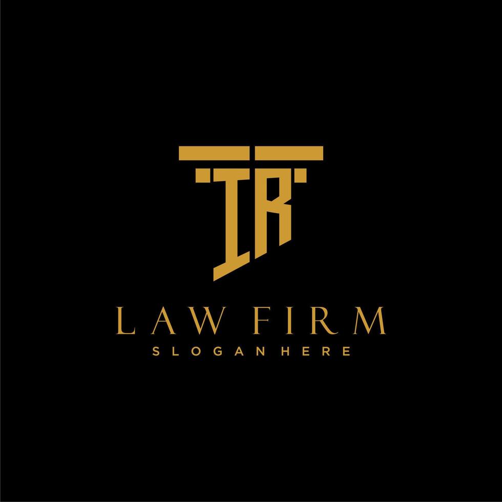 IR monogram initial logo for lawfirm with pillar design vector