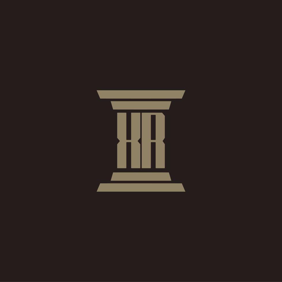 XR monogram initial logo for lawfirm with pillar design vector
