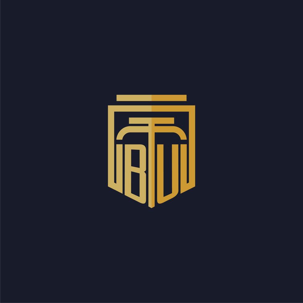 BU initial monogram logo elegant with shield style design for wall mural lawfirm gaming vector