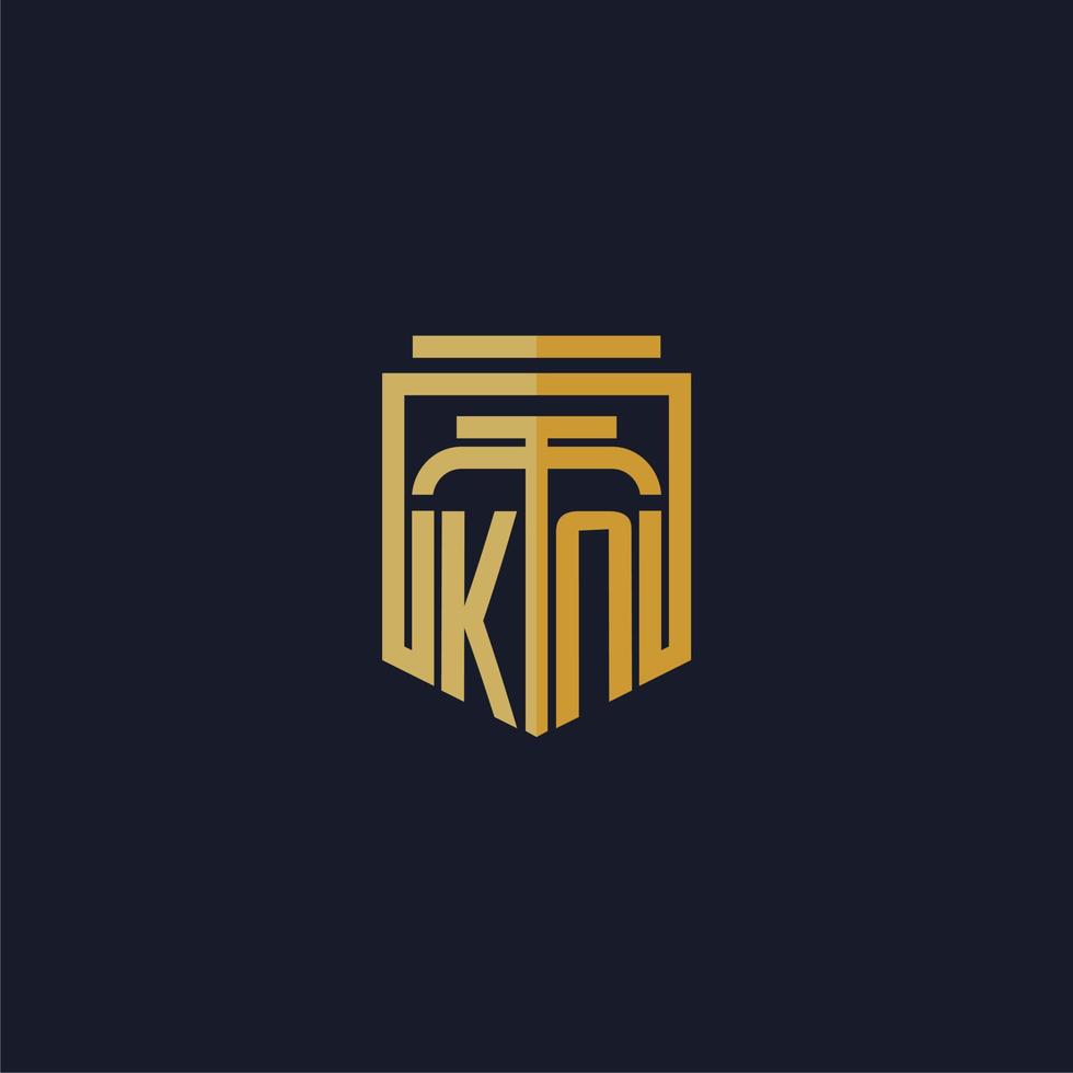 KN initial monogram logo elegant with shield style design for wall mural lawfirm gaming vector