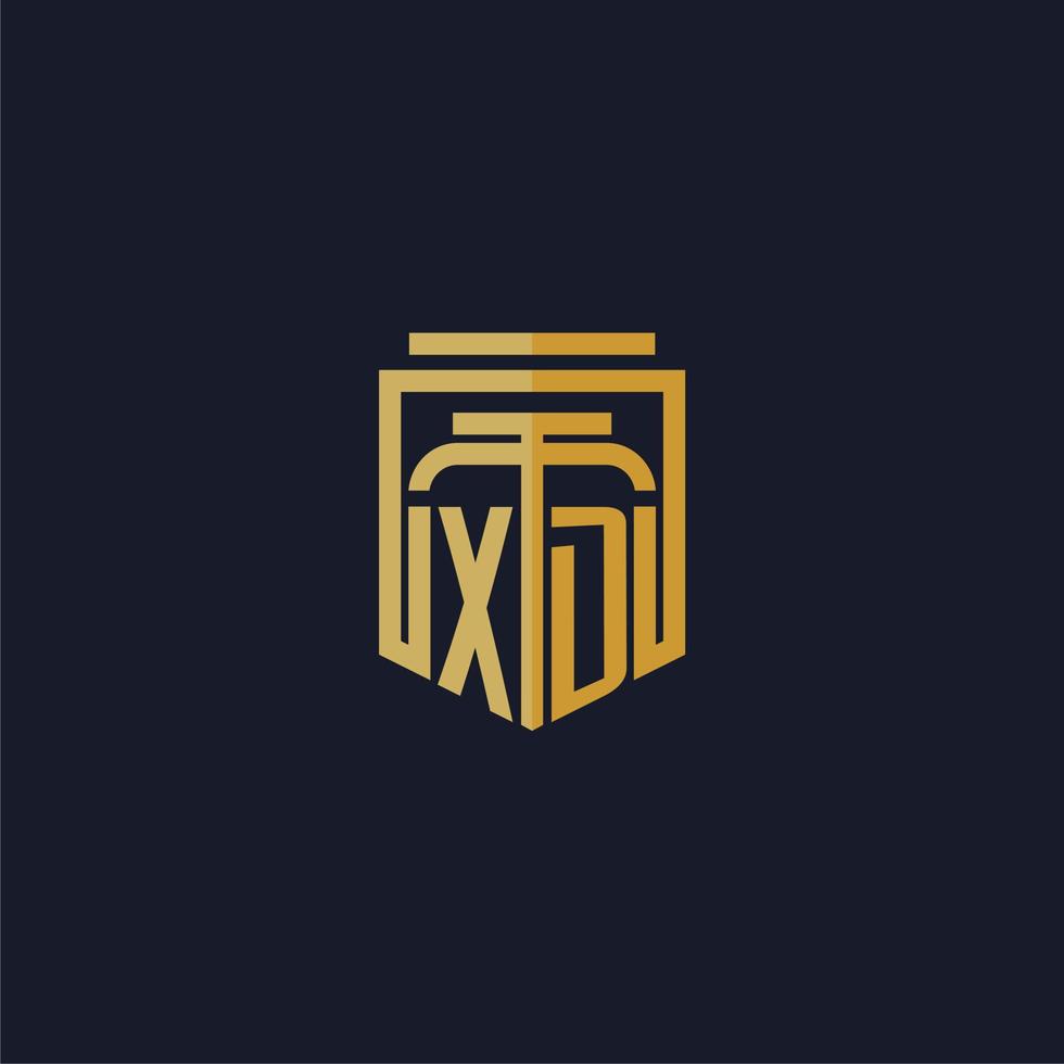 XD initial monogram logo elegant with shield style design for wall mural lawfirm gaming vector