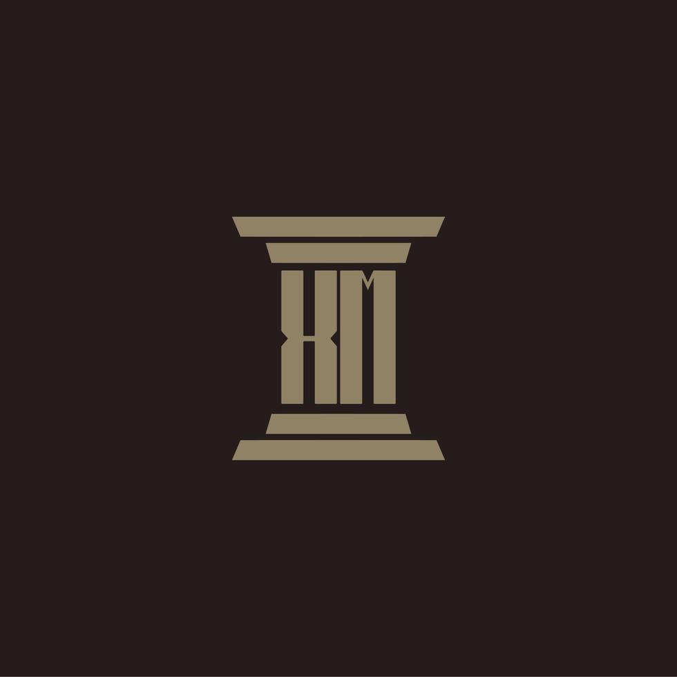 XM monogram initial logo for lawfirm with pillar design vector