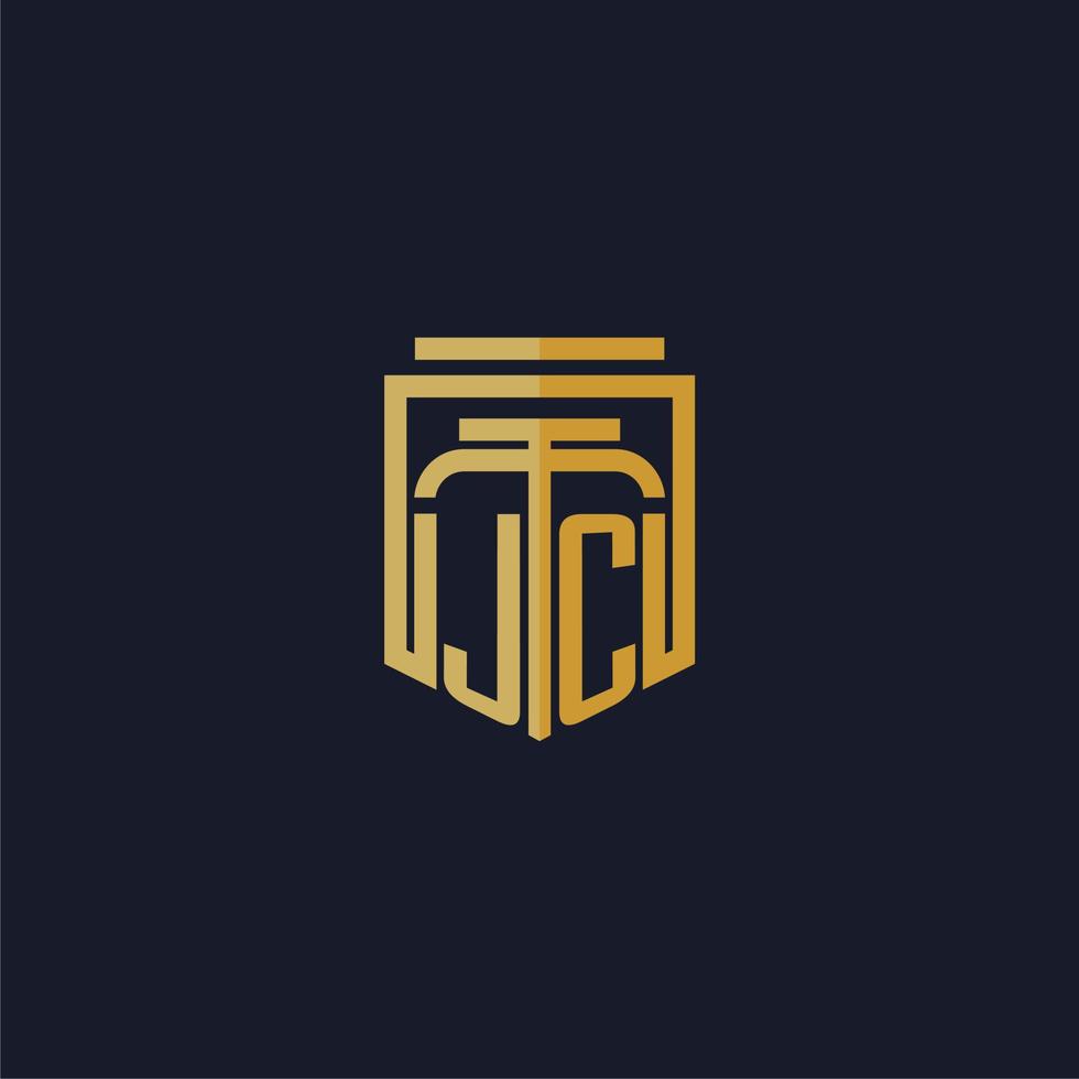 JC initial monogram logo elegant with shield style design for wall mural lawfirm gaming vector