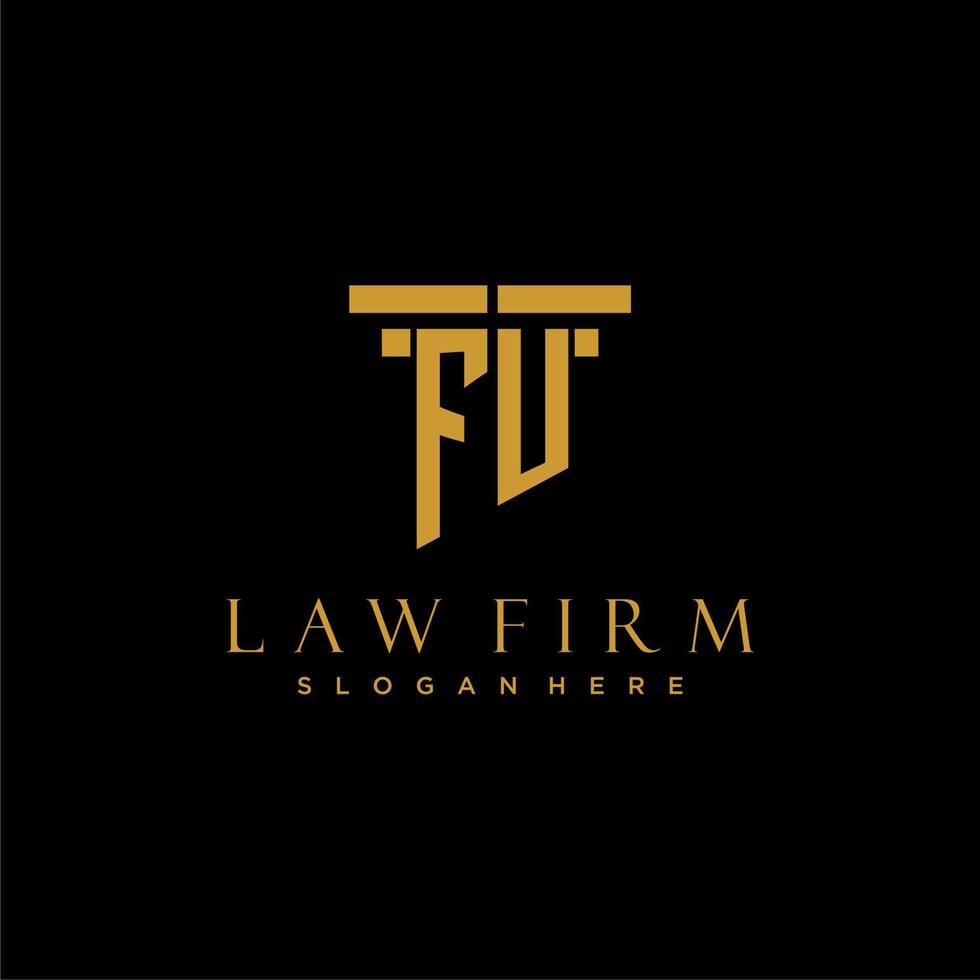 FU monogram initial logo for lawfirm with pillar design vector