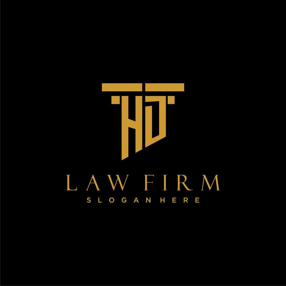 logotipo inicial de monograma hd para bufete de abogados con diseño de pilar vector