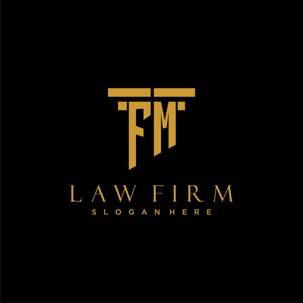 FM monogram initial logo for lawfirm with pillar design vector