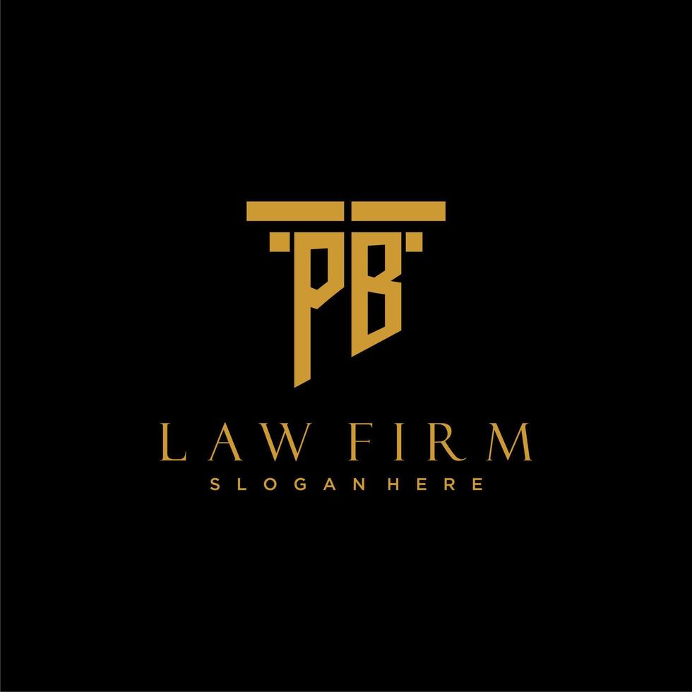 PB monogram initial logo for lawfirm with pillar design vector