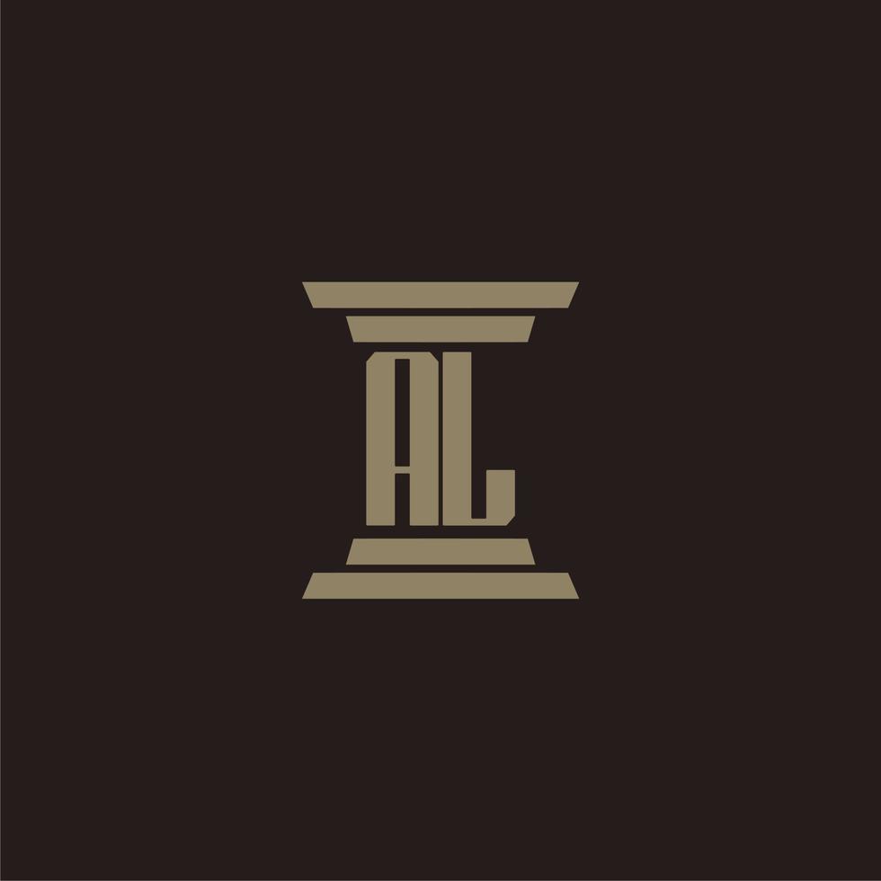 AL monogram initial logo for lawfirm with pillar design vector