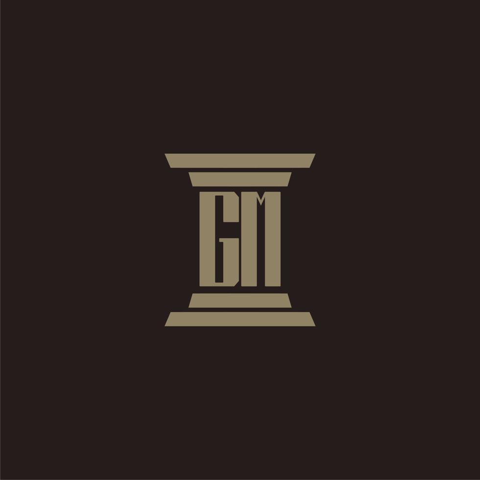 GM monogram initial logo for lawfirm with pillar design vector
