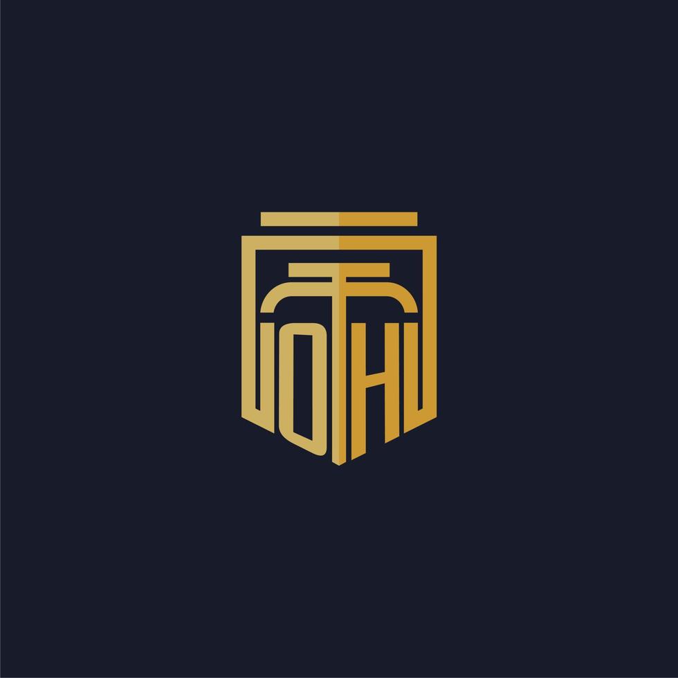 OH initial monogram logo elegant with shield style design for wall mural lawfirm gaming vector