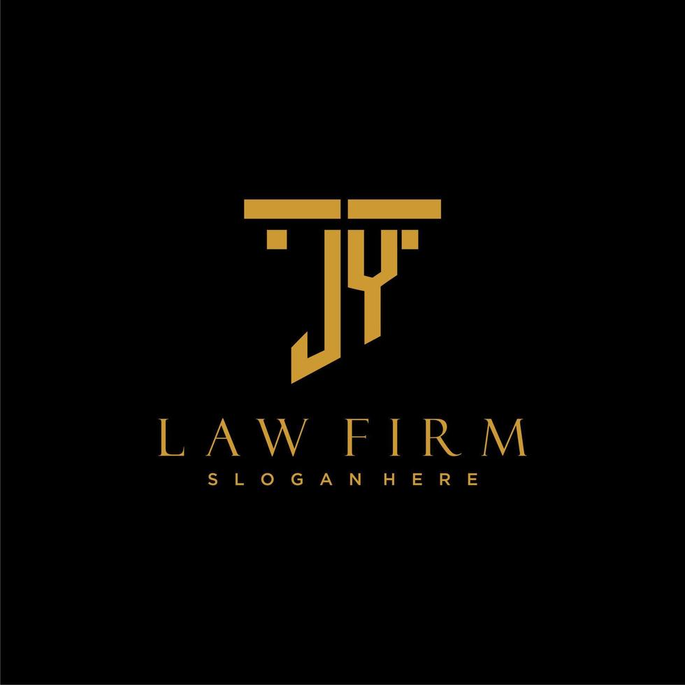logotipo inicial del monograma jy para bufete de abogados con diseño de pilar vector