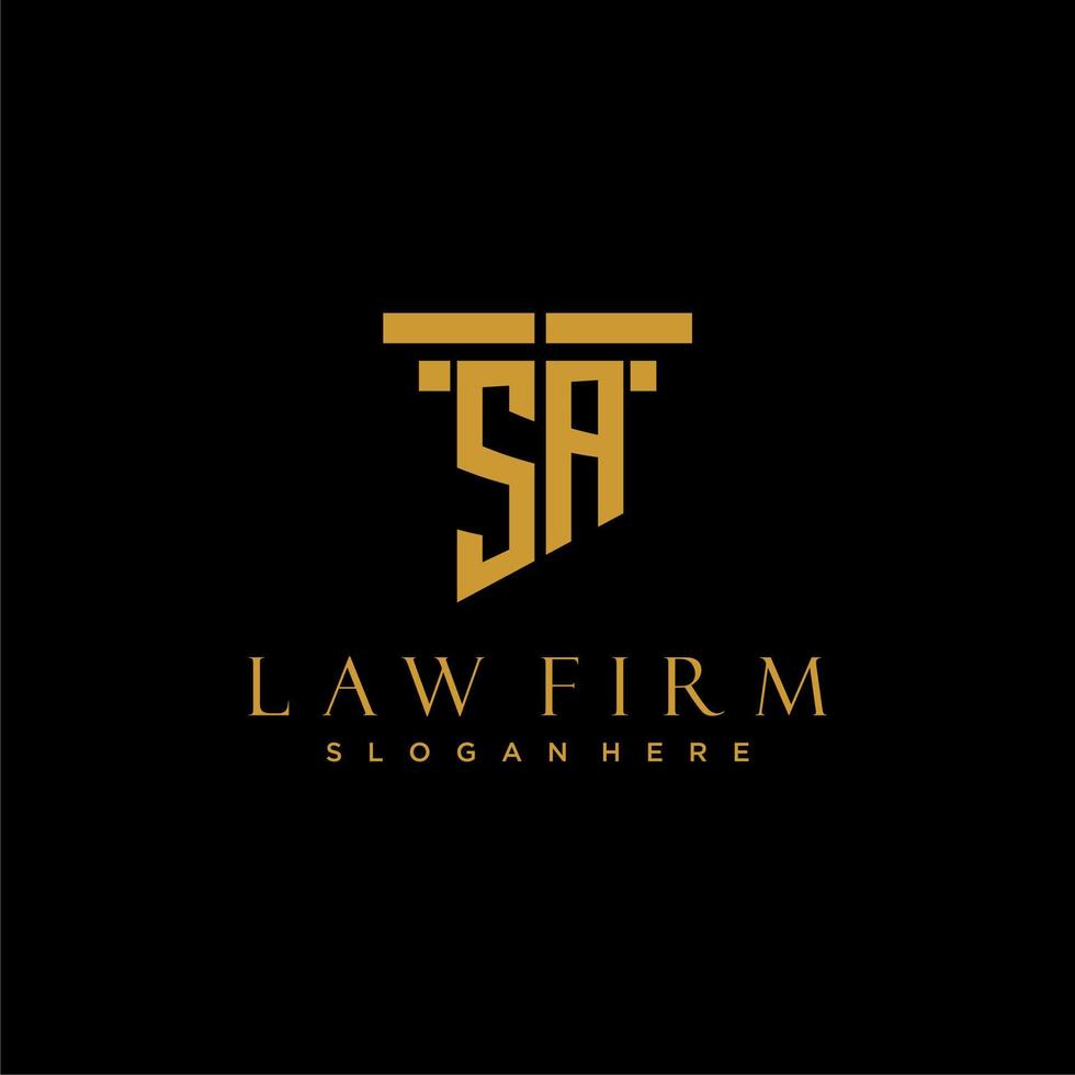 SA monogram initial logo for lawfirm with pillar design vector