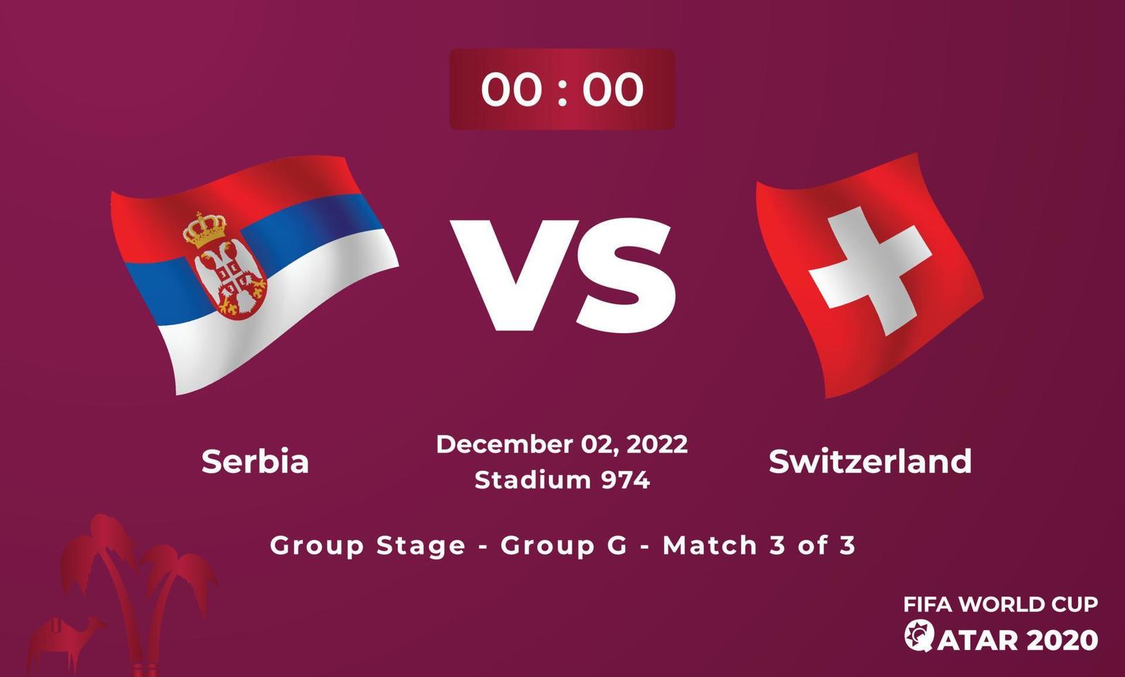 plantilla de partido de fútbol serbia vs suiza, copa mundial de la fifa en qatar 2022 vector