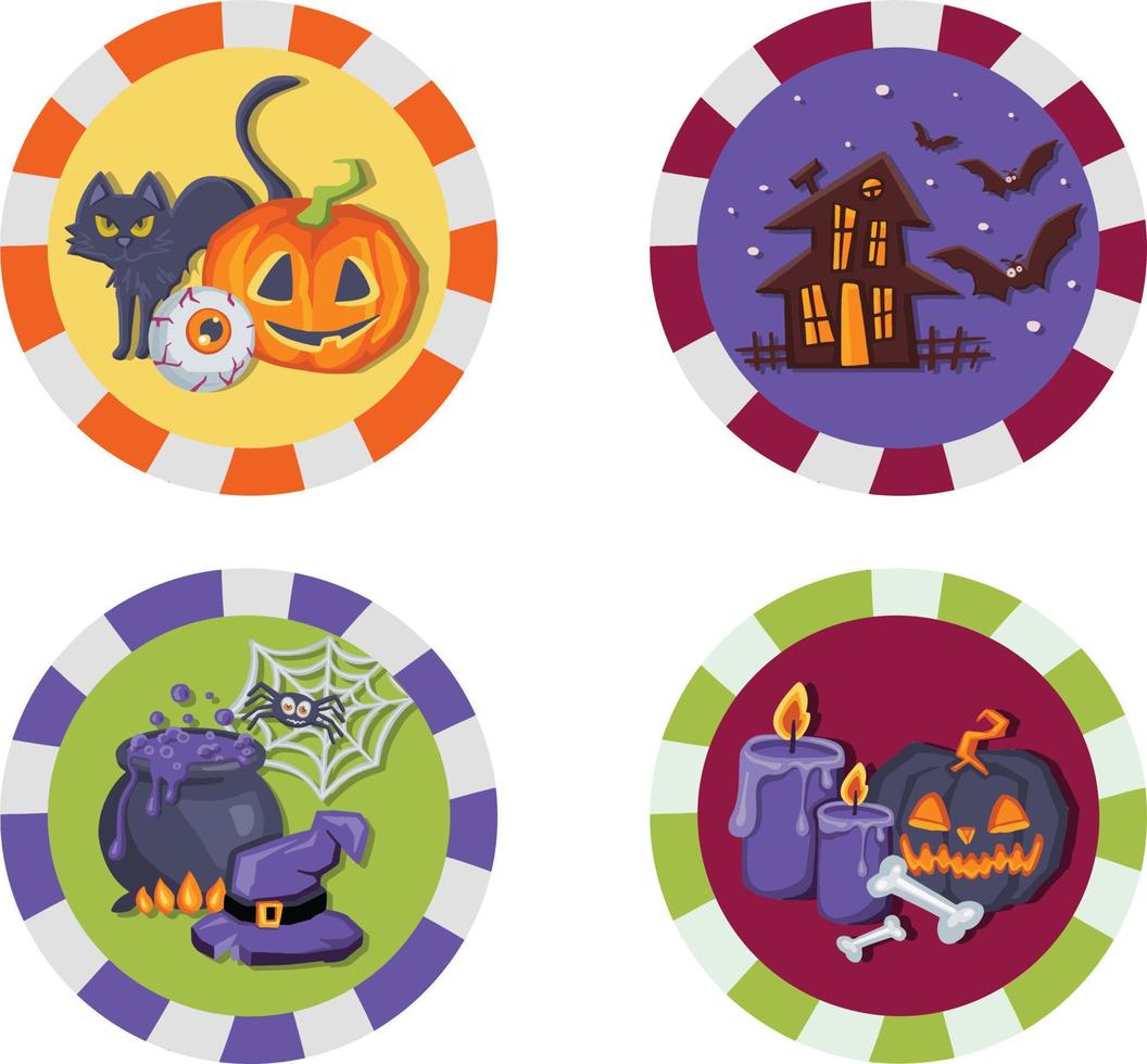 Set   stickers for halloween, horror movie vector