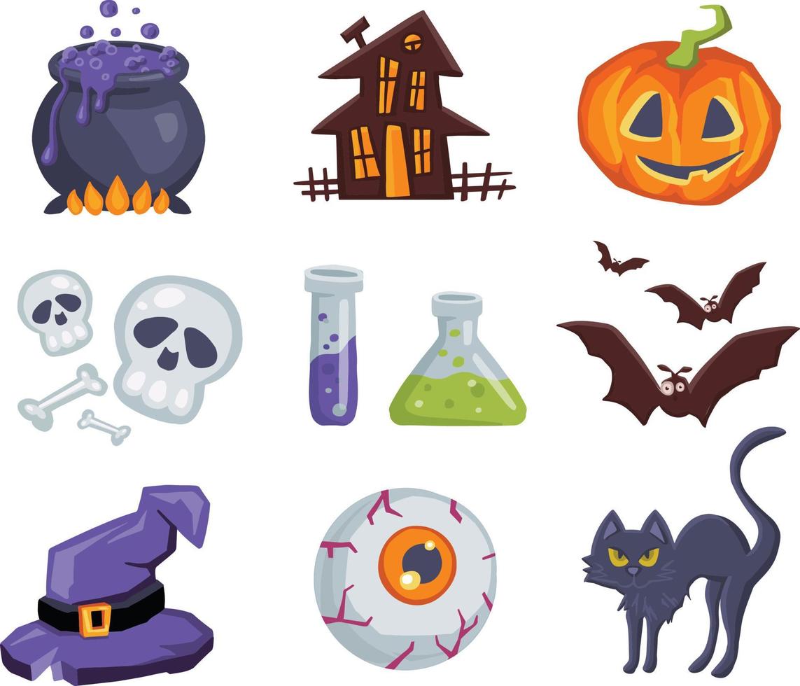 Halloween or horror movie sticker set vector