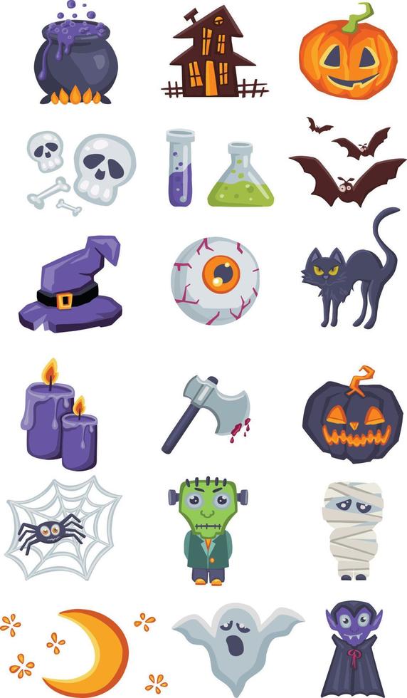 Halloween or horror movie sticker set vector