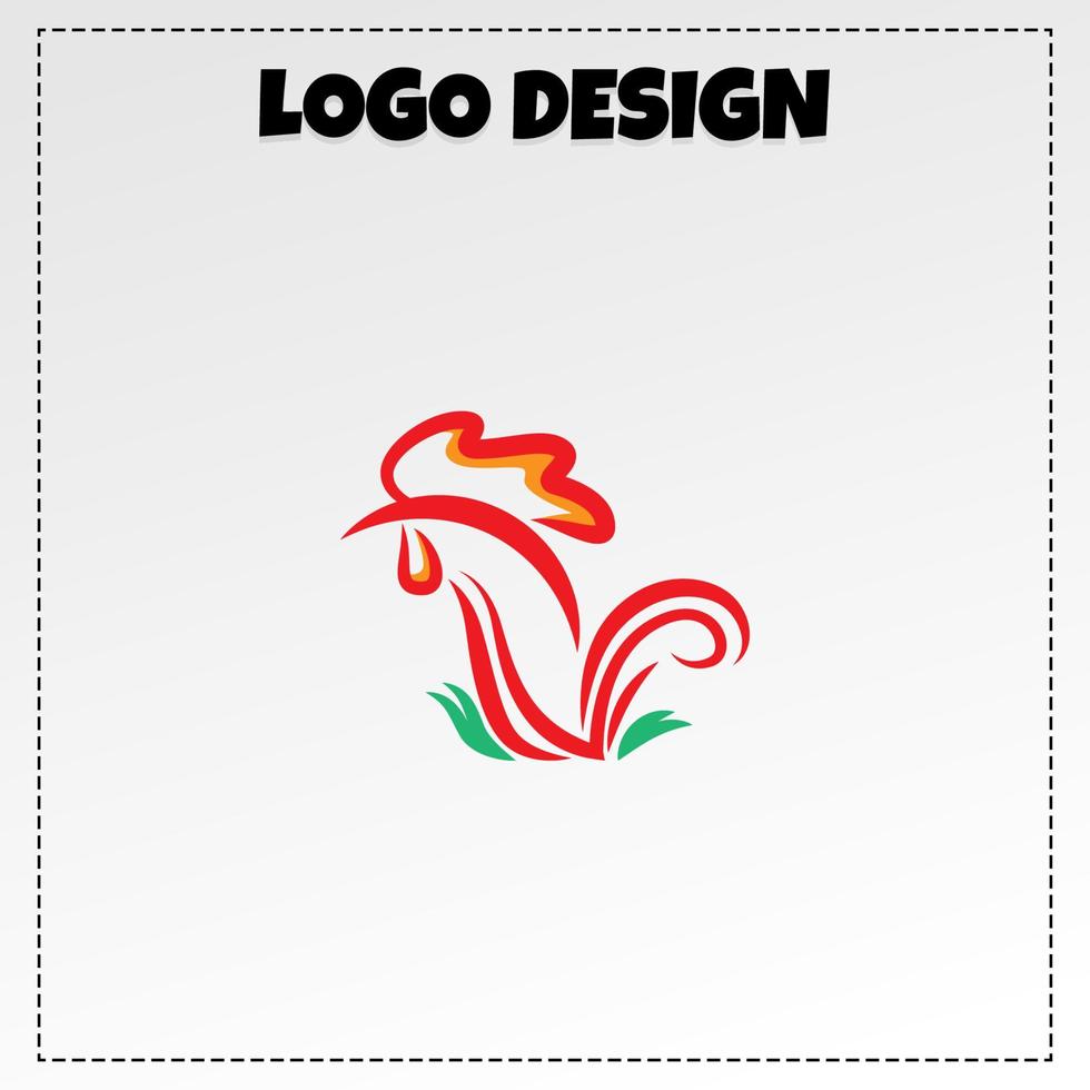 comida logo pollo mascota ilustración vector diseño