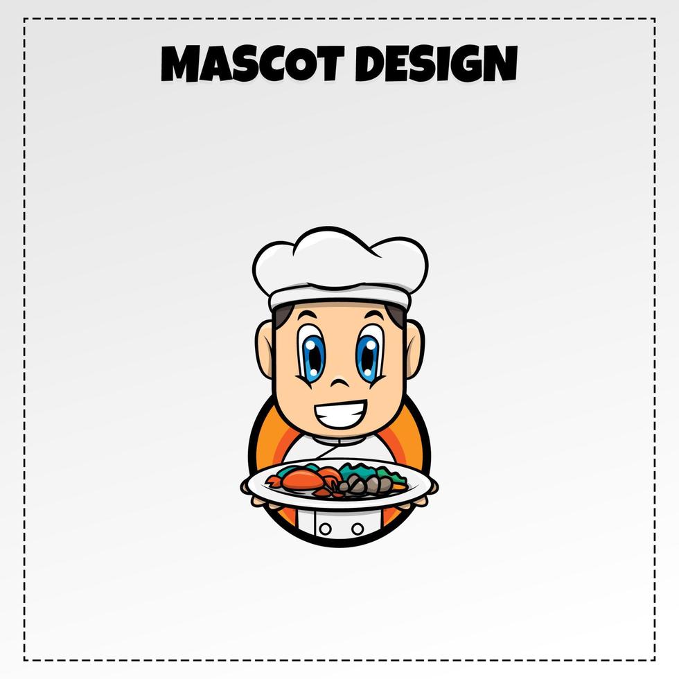 Food Logo Sea Food Mascot Illustration Vector Design