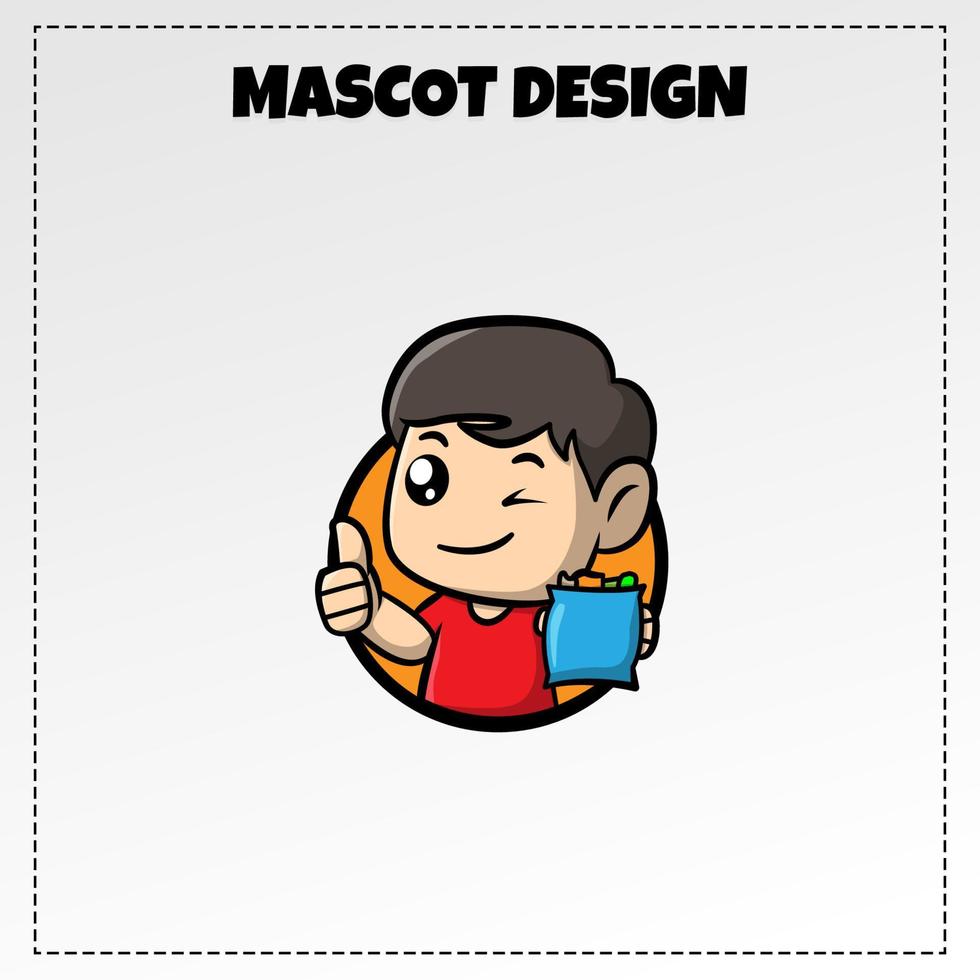 Food Logo Little Boy Snack Mascot Illustration Vector Design