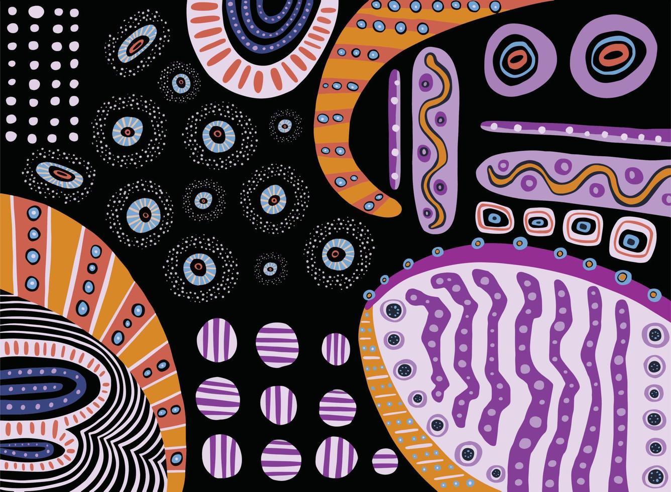 Artistic fantastic psychedelic abstract shamanic ornament, blue violet color, isolated black background. Fantasy bohemian element. Raster illustration surreal doodle drawing. High quality illustration vector