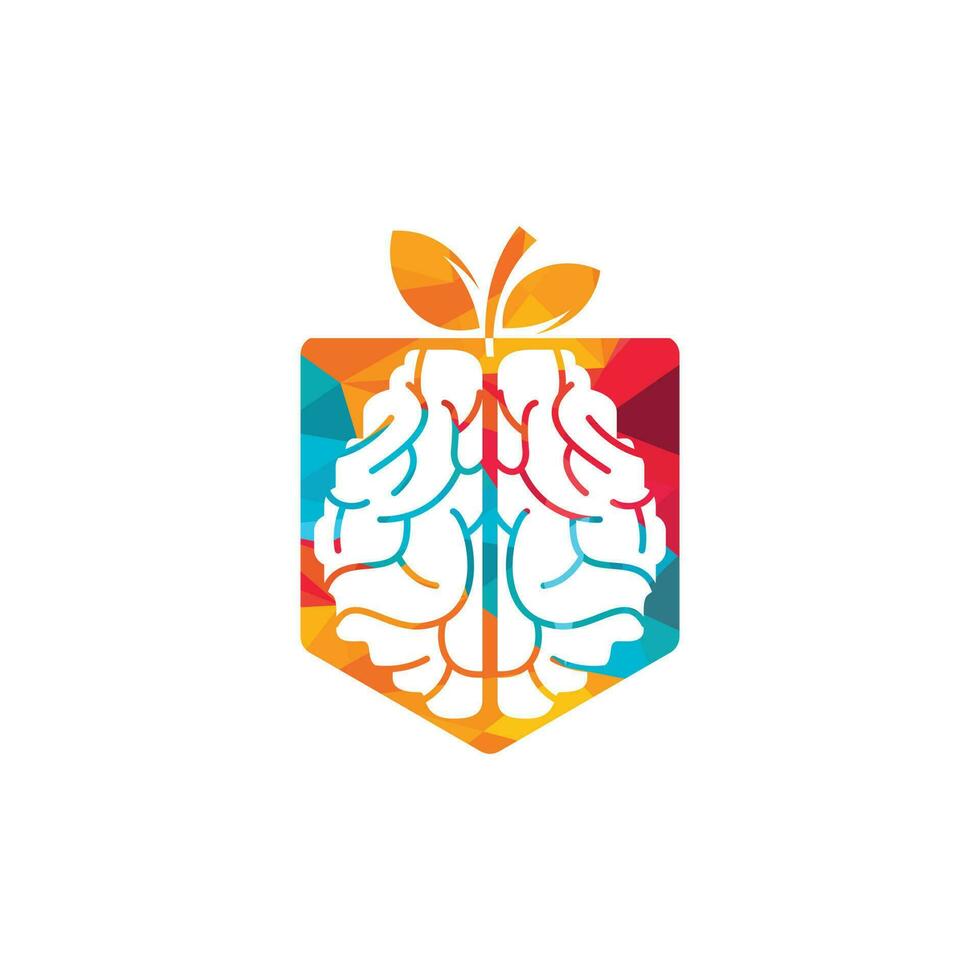 Orange brain vector logo design. Logo of a fruit style brain.