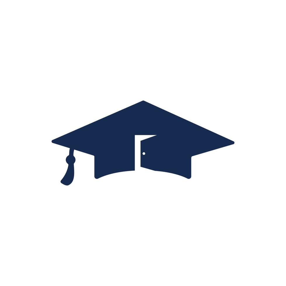 diseño del logotipo del vector de la escuela de educación. gorra de graduación y diseño de icono de habitación.
